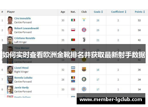 如何实时查看欧洲金靴排名并获取最新射手数据