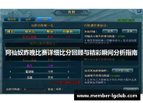 阿仙奴昨晚比赛详细比分回顾与精彩瞬间分析指南